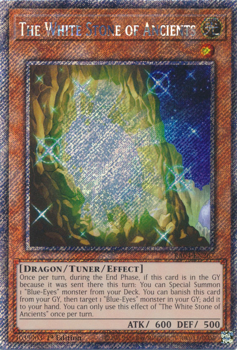 The White Stone of Ancients RA04-EN267 Platinum Platinum Secret Rare Yu-Gi-Oh Quarter Century Stampede in Art