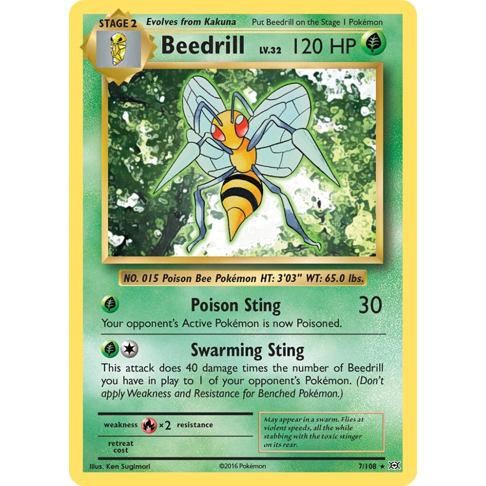 Beedrill Rare 7/108 Pokemon Card Game Evolutions