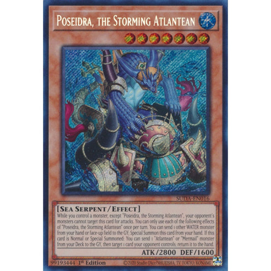 Poseidra, the Storming Atlantean SUDA-EN016 Secret Secret Rare Yu-Gi-Oh Supreme Darkness in Art