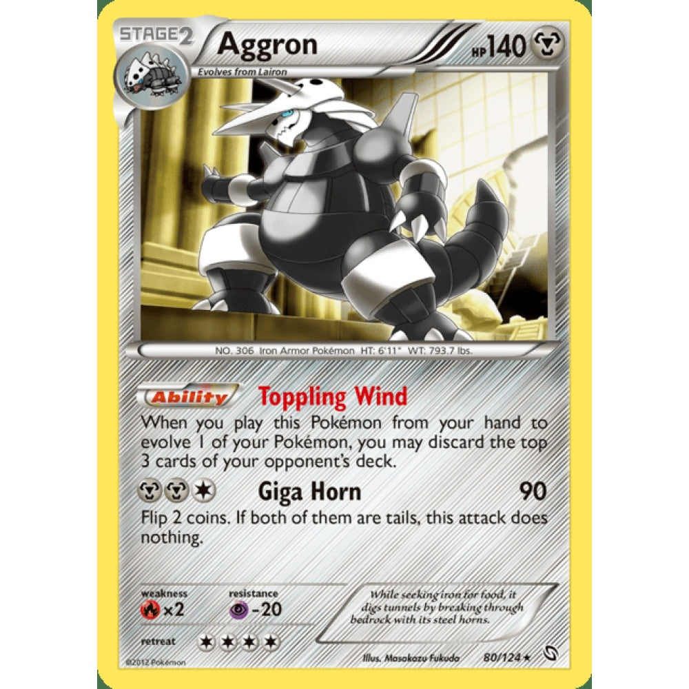 Aggron Holo Rare 80/124 Pokemon Card Game Dragons Exalted