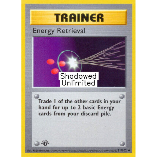 Energy Retrieval Uncommon 81/102 Pokemon Card Game Base Set