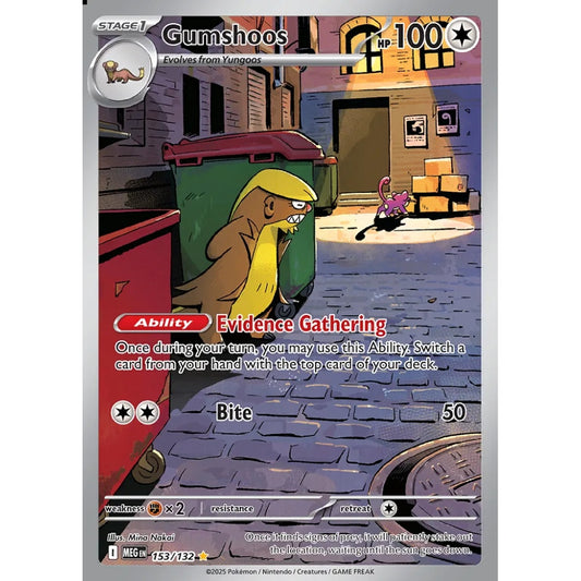 Gumshoos Illustration Rare 153/132 Pokemon Card Game Mega Evolution Spanish