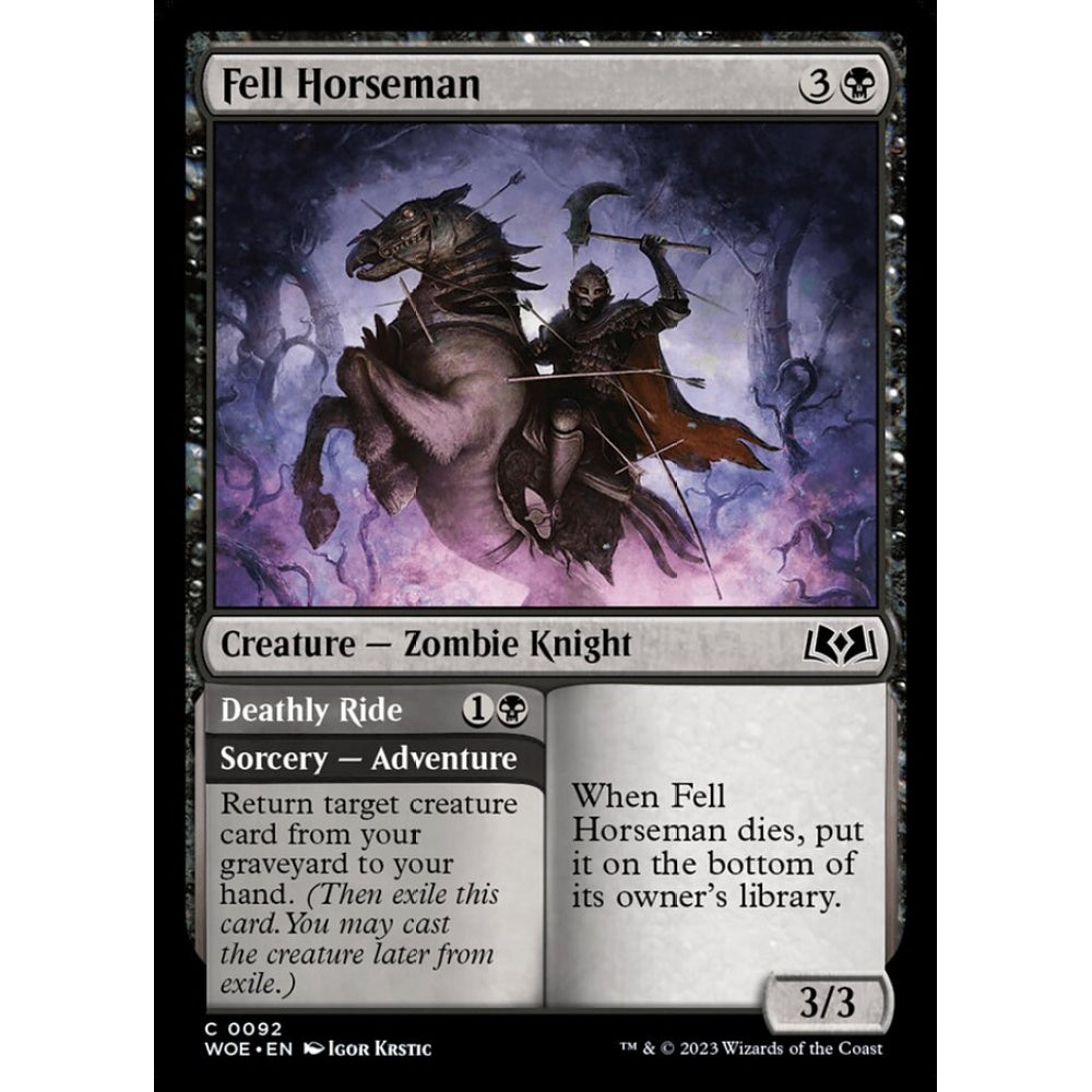 Fell Horseman // Deathly Ride, common, 92, Magic the Gathering, Wilds of Eldraine