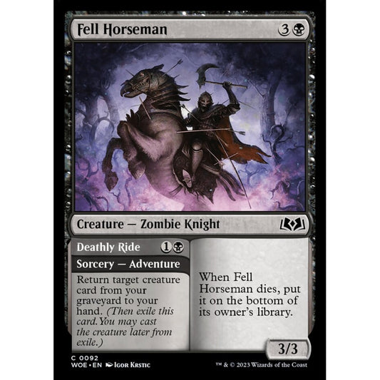 Fell Horseman // Deathly Ride, common, 92, Magic the Gathering, Wilds of Eldraine