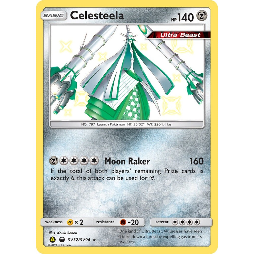 Celesteela Rare Shiny SV32/SV94 Pokemon Card Game Hidden Fates