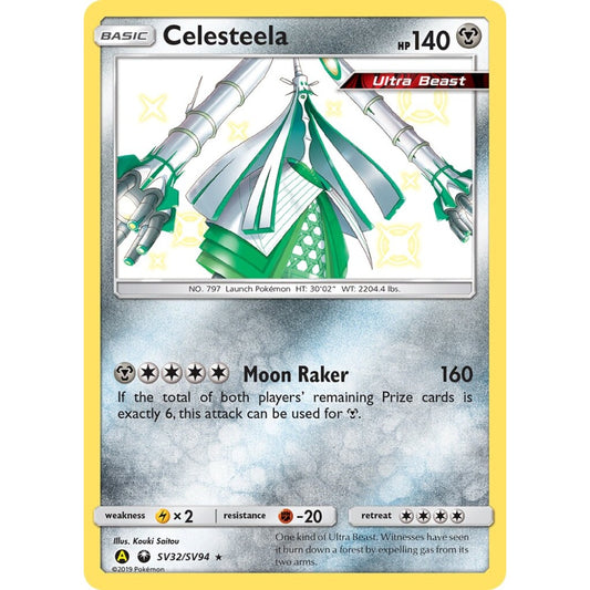 Celesteela Rare Shiny SV32/SV94 Pokemon Card Game Hidden Fates