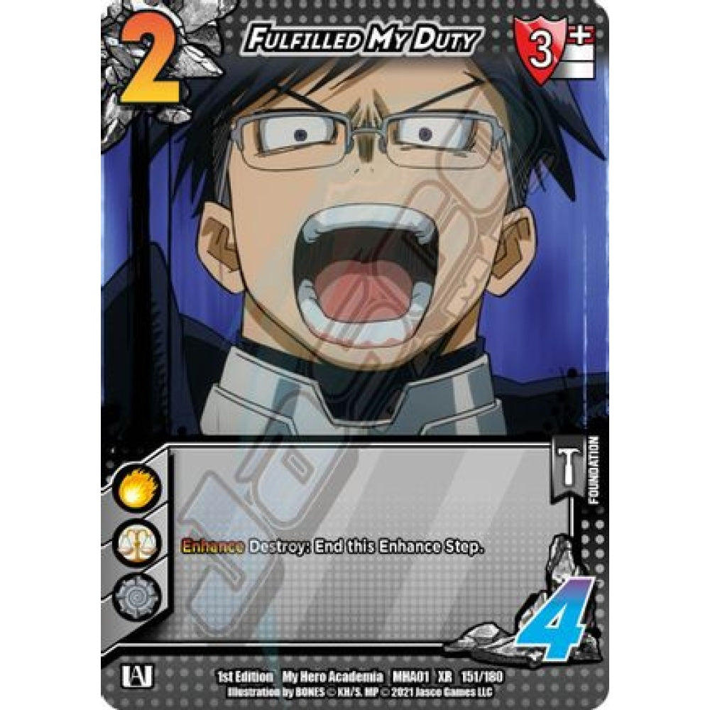 Fulfilled My Duty, 151/180, XR, UniVersus, MHA01 My Hero Academia