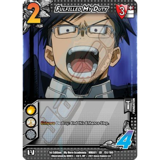 Fulfilled My Duty, 151/180, XR, UniVersus, MHA01 My Hero Academia