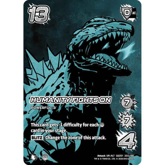 Humanity Fights On  GDZ01 203/186 GDZ01 Universus Godzilla: Reign of Kaiju Attack UR-ALT