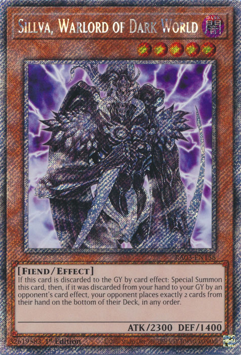Sillva, Warlord of Dark World RA03-EN158 Platinum Platinum Secret Rare Yu-Gi-Oh Quarter Century Bonanza in Art