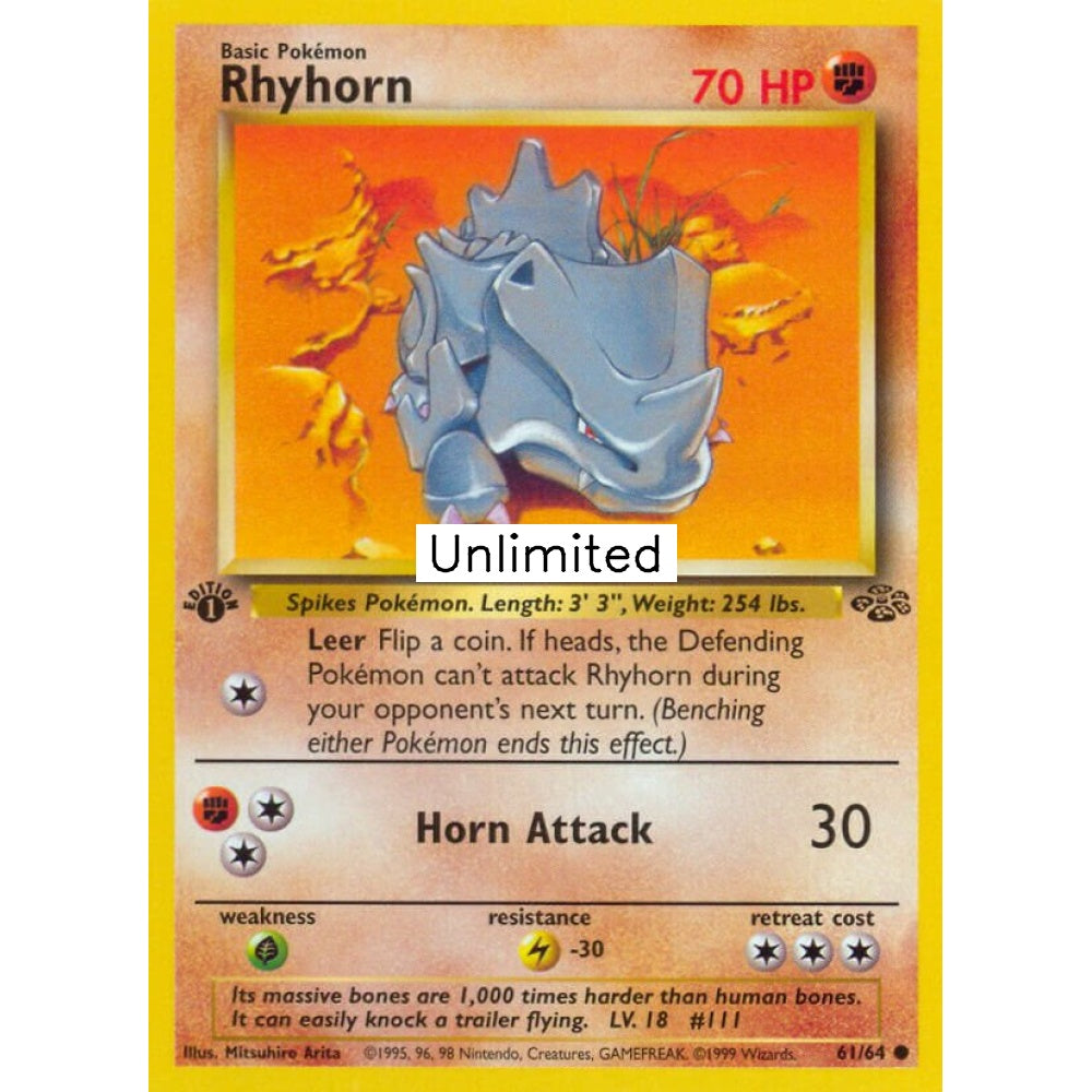 Rhyhorn Common 61/64 Pokemon Card Game Jungle