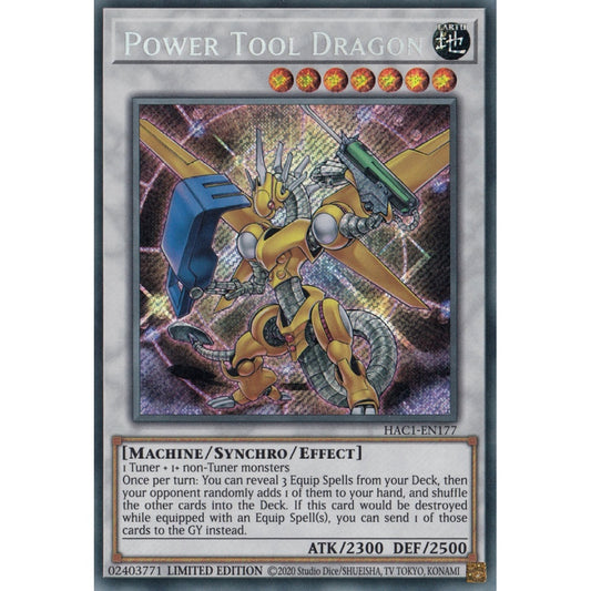 Power Tool Dragon RA04-EN135 QCR Quarter Century Secret Rare Yu-Gi-Oh Quarter Century Stampede in Art