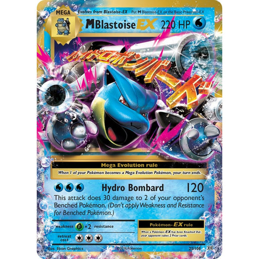M Blastoise-EX Rare Holo EX 22/108 Pokemon Card Game Evolutions