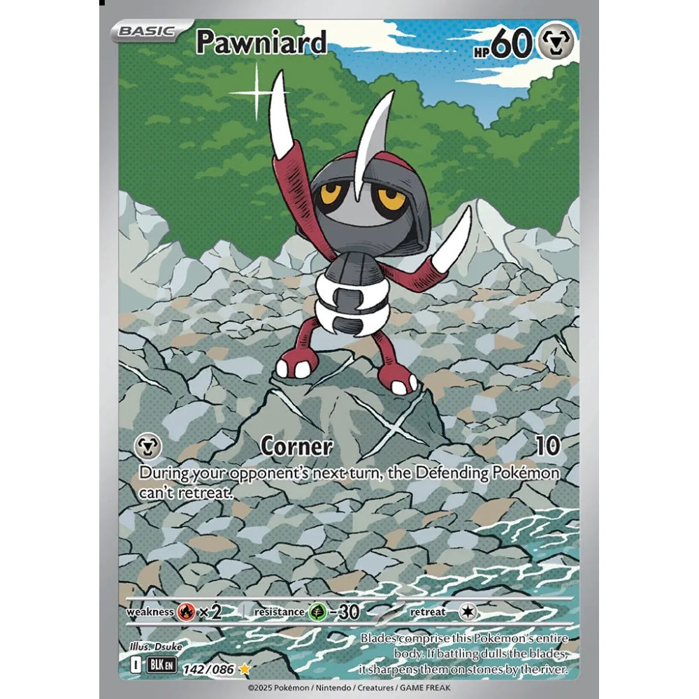 Pawniard Illustration Rare 142/086 Pokemon Card Game Black Bolt