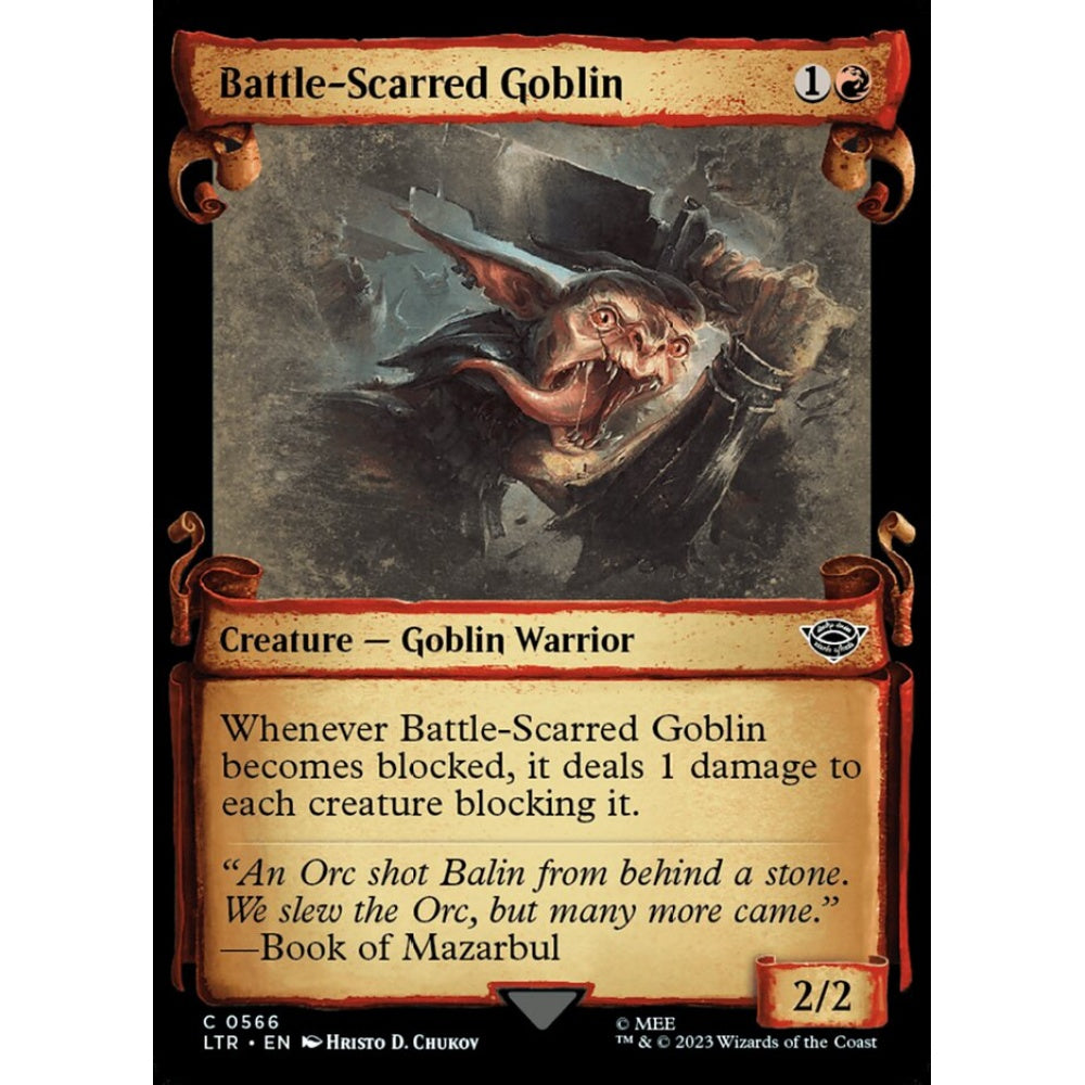 Battle-Scarred Goblin, common, 566, Magic the Gathering, The Lord of the Rings: Tales of Middle-earth