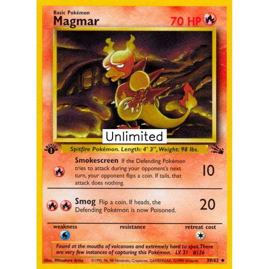 Magmar Uncommon 39/62 Pokemon Card Game Fossil