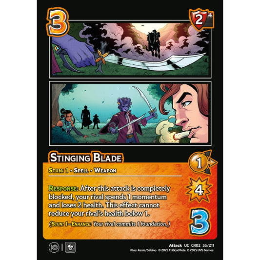 Stinging Blade, 55/211, CR02, Universus, Critical Role: Heroes Of Exandria, Attack, UC