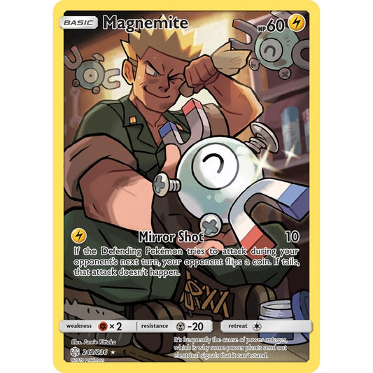 Magnemite Rare Secret 242/236 Pokemon Card Game Cosmic Eclipse