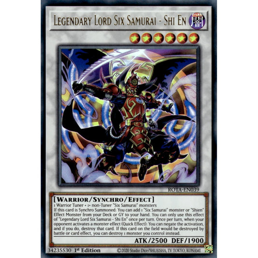 Legendary Lord Six Samurai - Shi En MP25-EN107 Prismatic Prismatic Secret Rare Yu-Gi-Oh 2025 Mega-Pack Tin in Art