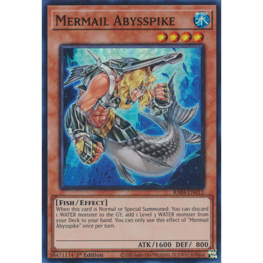 Mermail Abysspike RA04-EN012 Ultra Ultra Rare Yu-Gi-Oh Quarter Century Stampede in Art