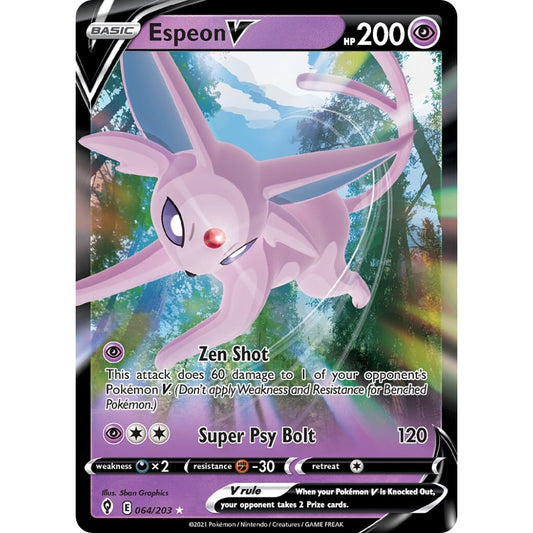 Espeon V Holo Rare V 064/203 Pokemon Card Game Evolving Skies