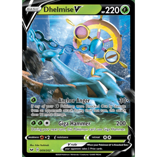 Dhelmise V Double Rare 009/202 Pokemon Card Game Sword & Shield