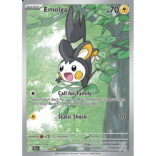Emolga Illustration Rare 112/086 Pokemon Card Game Black Bolt