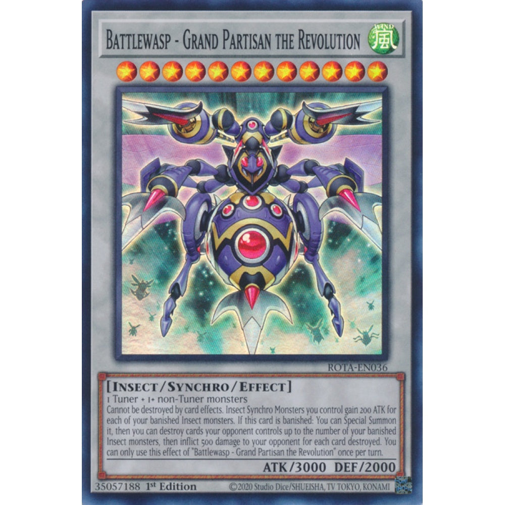 Battlewasp - Grand Partisan the Revolution ROTA-EN036 Super Super Rare Yu-Gi-Oh Rage of the Abyss in Art