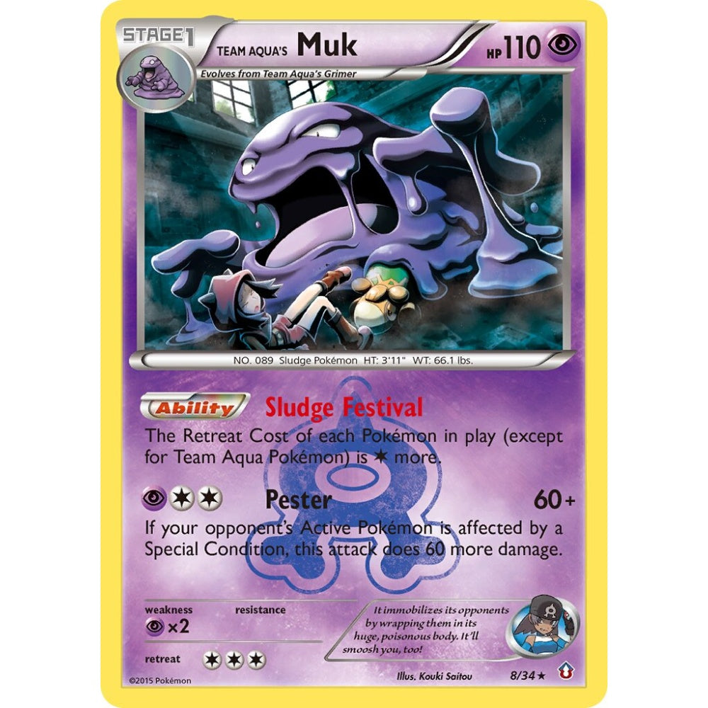 Team Aqua's Muk Rare Holo 8/34 Pokemon Card Game Double Crisis