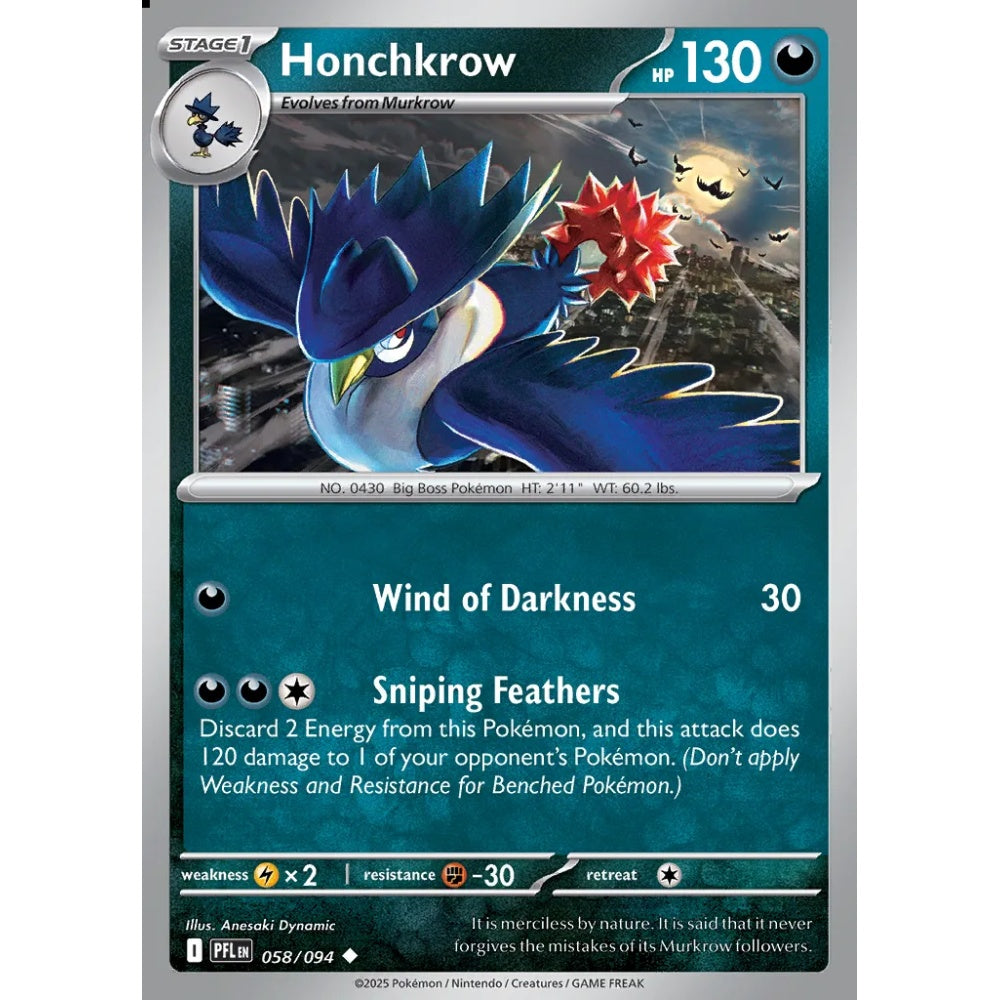 Honchkrow Uncommon 058/094 Pokemon Card Game Phantasmal Flames