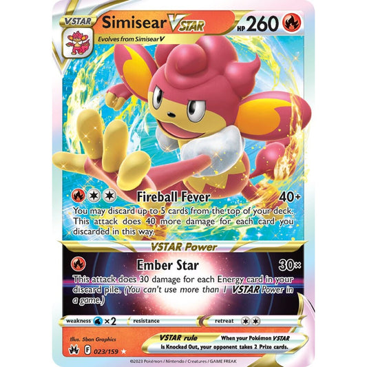 Simisear VSTAR Holo Rare VSTAR 023/159 Pokemon Card Game Crown Zenith
