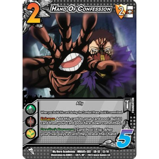 Hand of Confession, 13/18, XR-SE, UniVersus, MHA05 Undaunted Raid