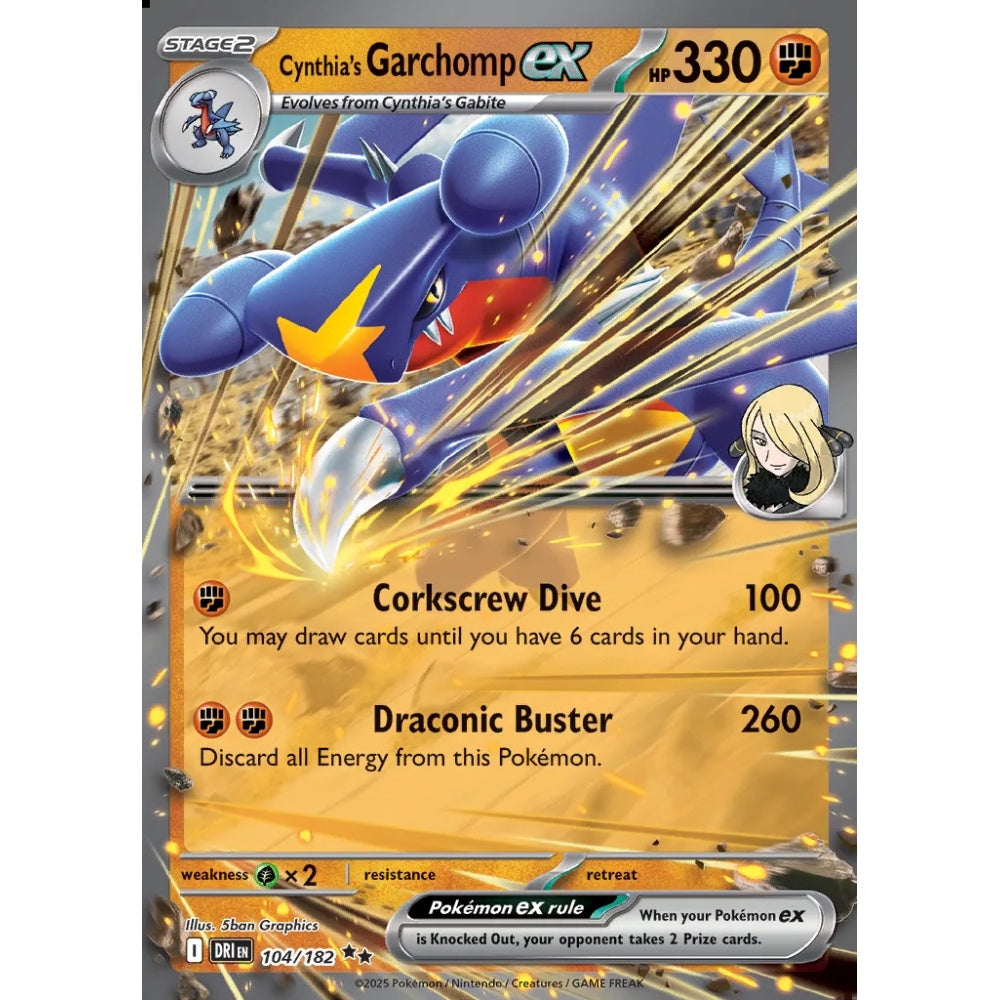 Cynthia's Garchomp ex Double Rare 104/182 Pokemon Card Game Destined Rivals
