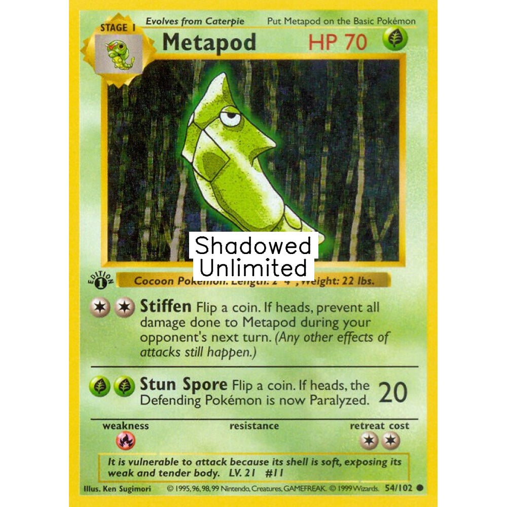 Metapod Common 54/102 Pokemon Card Game Base Set