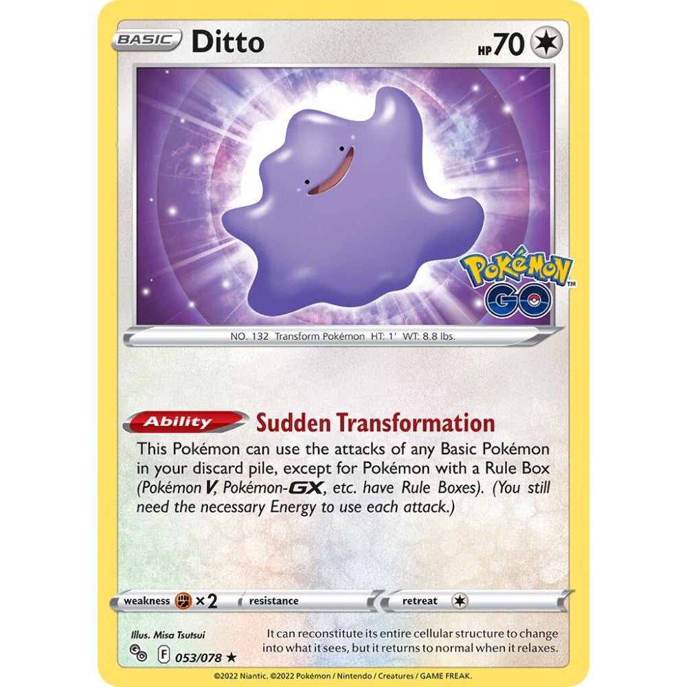 Ditto Rare Holo 053/078 Pokemon Card Game Pokémon GO
