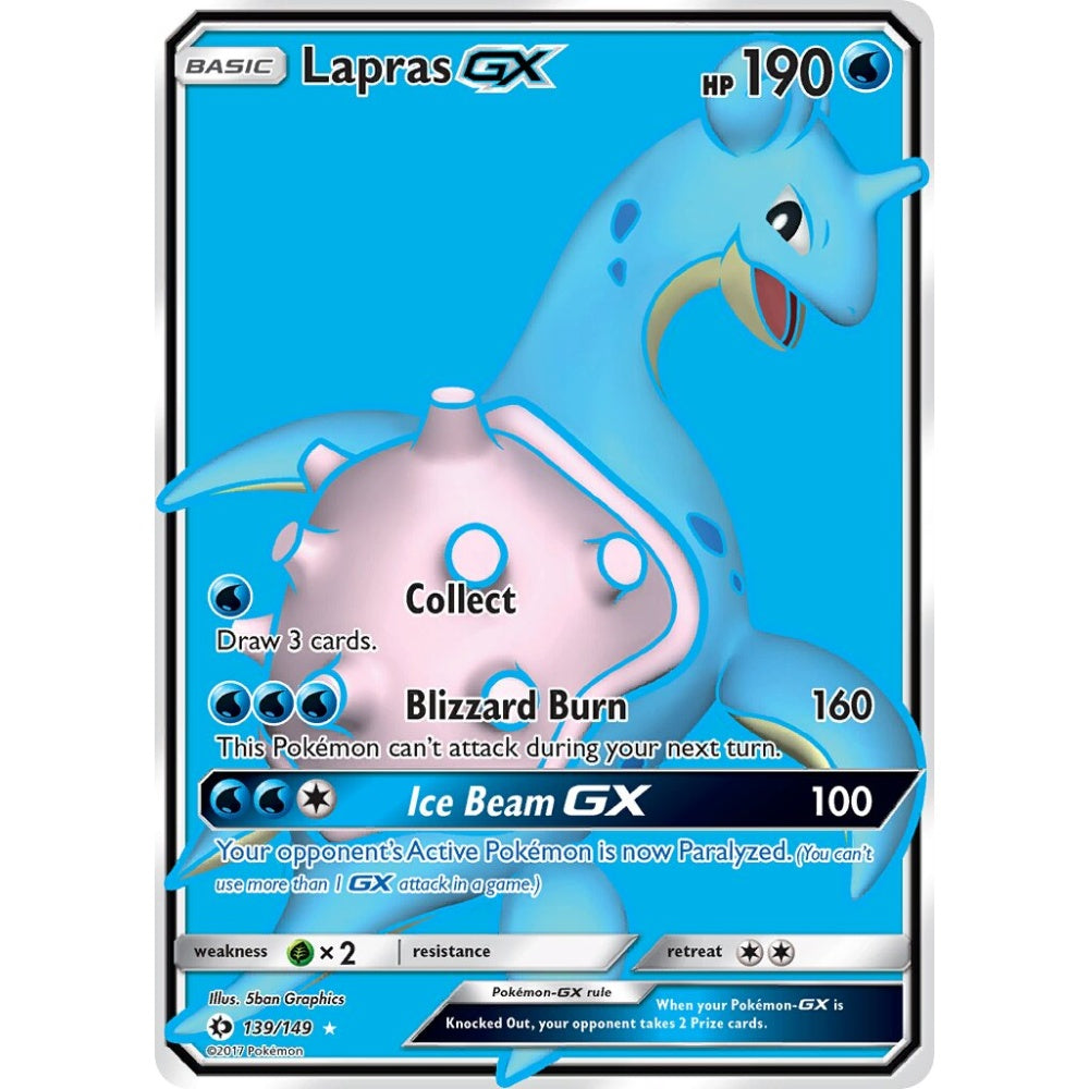Lapras-GX Rare Ultra 139/149 Pokemon Card Game Sun & Moon