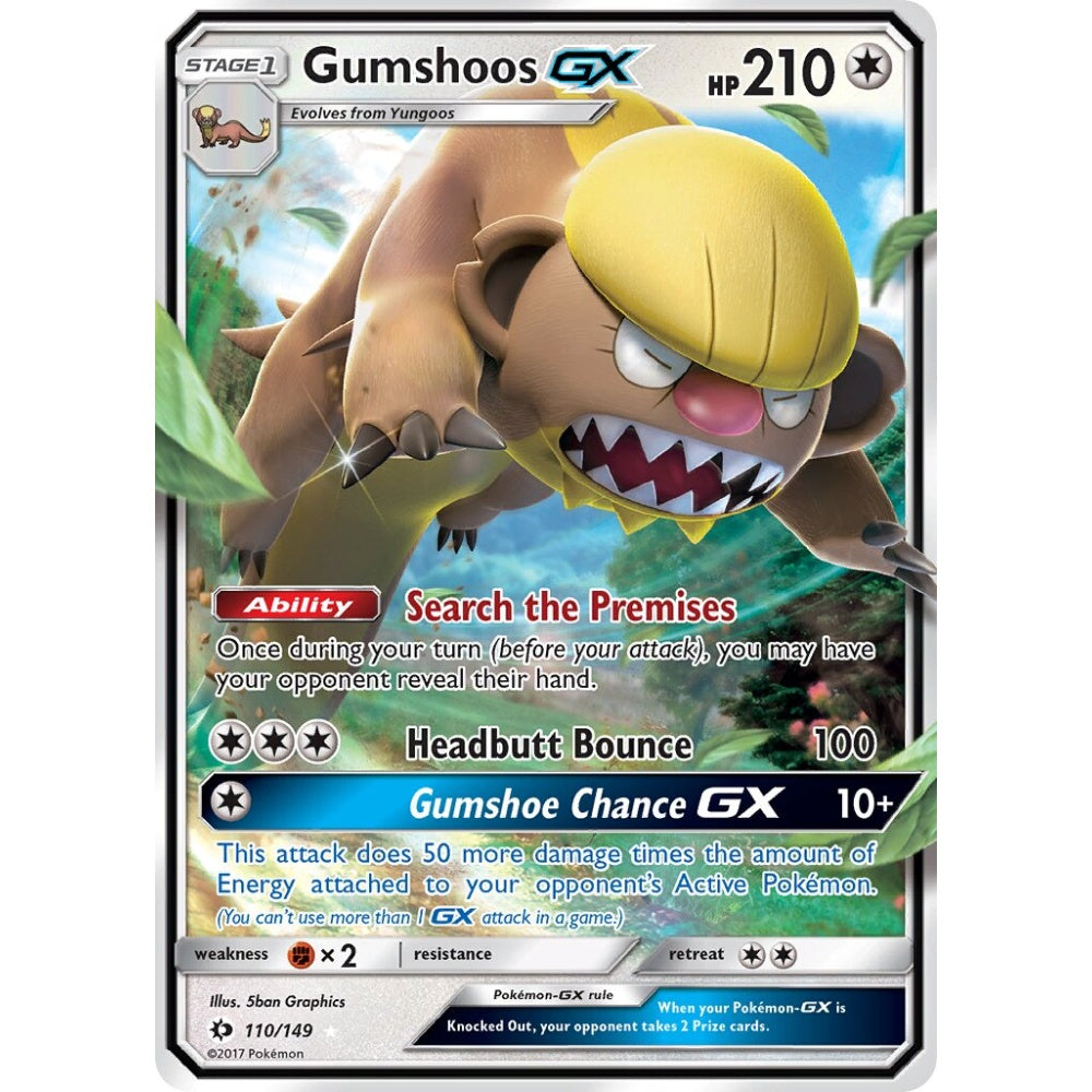Gumshoos-GX Rare Holo GX 110/149 Pokemon Card Game Sun & Moon