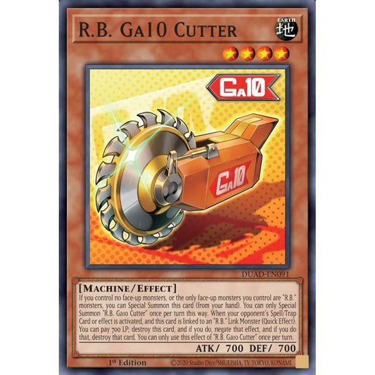 R.B. Ga10 Cutter DUAD-EN091 Super Super Rare Yu-Gi-Oh Duelist's Advance in Art