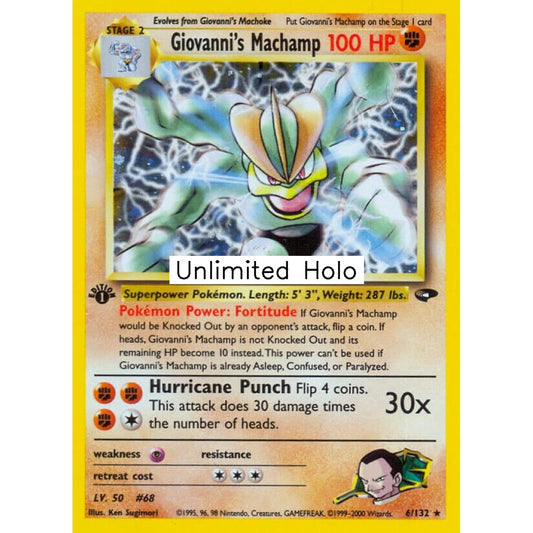 Giovanni's Machamp Rare Holo 6/132 Pokemon Card Game Gym Challenge
