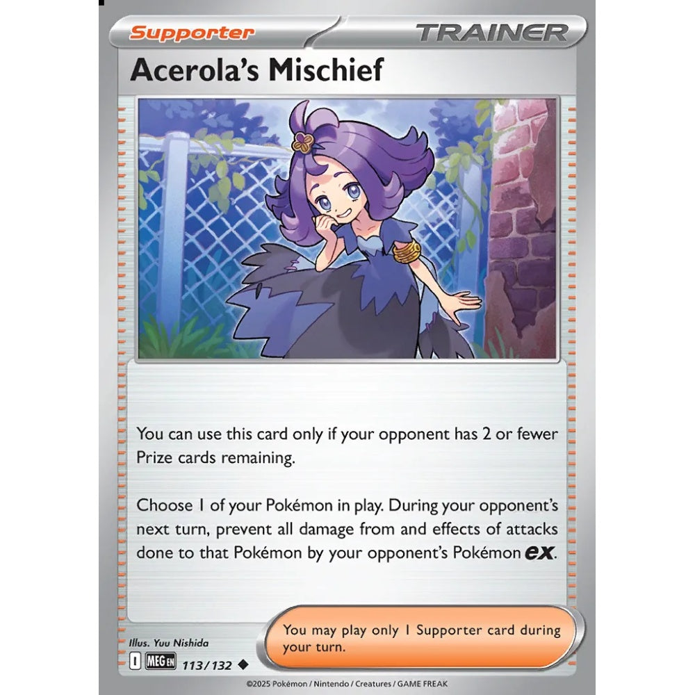Acerola's Mischief Uncommon 113/132 Pokemon Card Game Mega Evolution