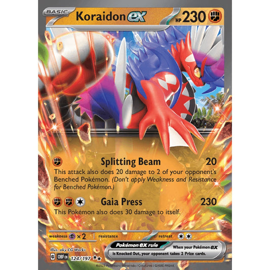 Koraidon ex Double Rare 124/197 Pokemon Card Game Obsidian Flames