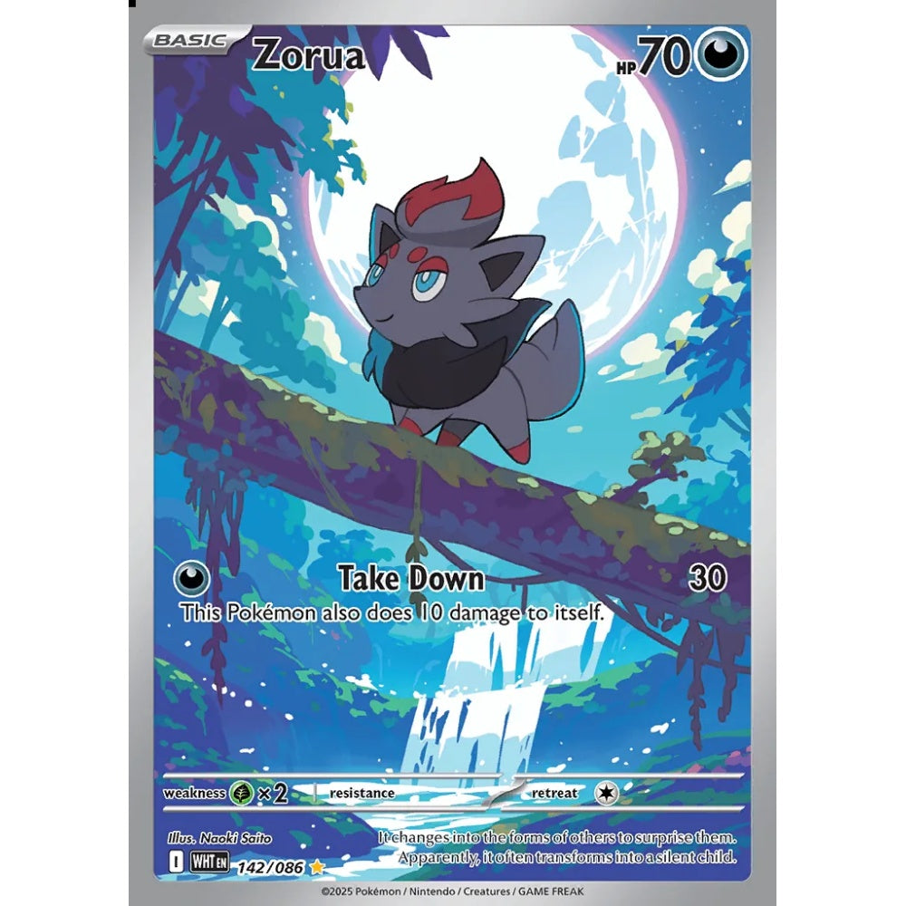 Zorua Illustration Rare 142/086 Pokemon Card Game White Flare