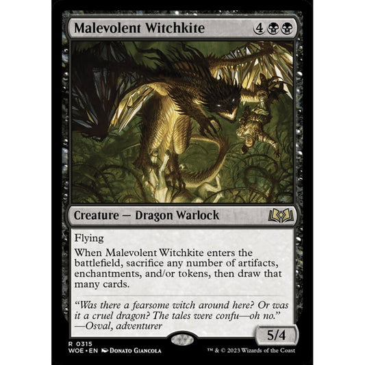 Malevolent Witchkite, rare, 315, Magic the Gathering, Wilds of Eldraine