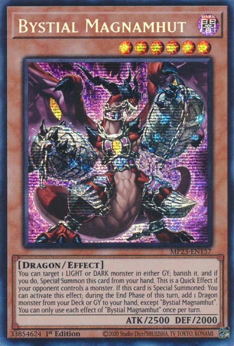 Bystial Magnamhut MP23-EN157 Prismatic Prismatic Secret Rare Yu-Gi-Oh 25th Anniversary Tin: Dueling Heroes Mega Pack in Art