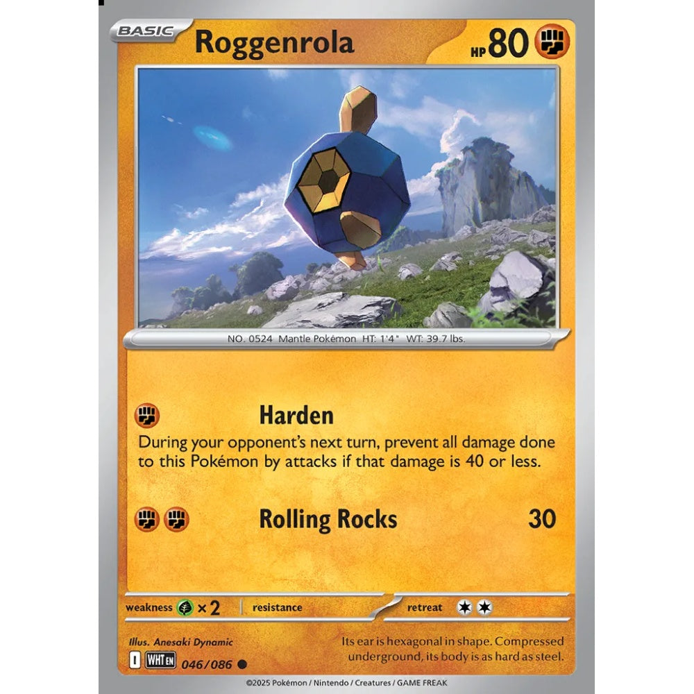 Roggenrola Common 046/086 Pokemon Card Game White Flare
