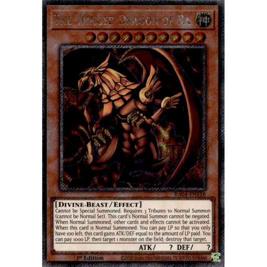 The Winged Dragon of Ra RA04-EN118 Platinum Platinum Secret Rare Yu-Gi-Oh Quarter Century Stampede in Art