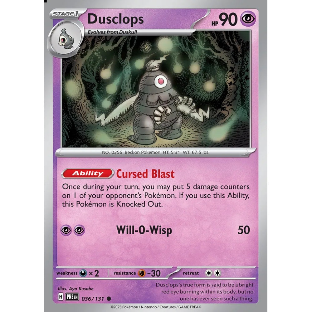 Dusclops Common 036/131 Pokemon Card Game Prismatic Evolutions