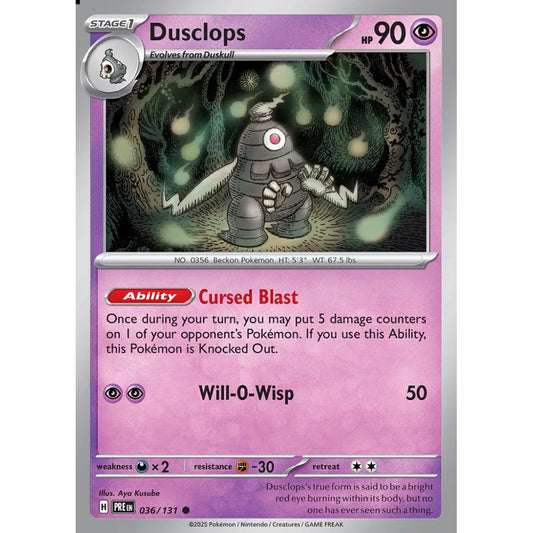 Dusclops Common 036/131 Pokemon Card Game Prismatic Evolutions