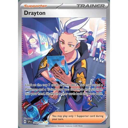 Drayton Secret Illustration Rare 244/191 Pokemon Card Game Surging Sparks
