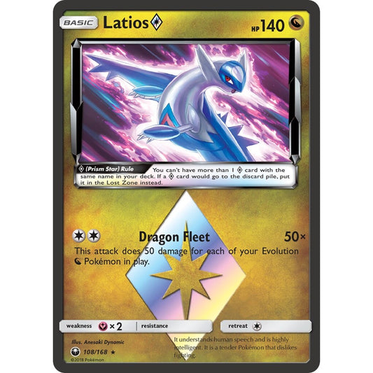 Latios ◇ Rare Prism Star 108/168 Pokemon Card Game Celestial Storm